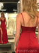 Sexy Spaghetti Straps V-neck Satin Long Evening Prom Dresses, A-line Prom Dress, MR9062