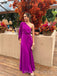 Purple Long Sleeves Long Evening Prom Dresses, One Shoulder Prom Dress, MR9066