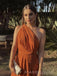 Popular Burnt Orange A-line One Shoulder Long Evening Prom Dresses, MR9083