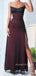 Gorgeous Mermaid Side Slit Chiffon Long Evening Prom Dresses, Black Red Prom Dress, MR9091