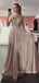 Sparkly A-line V-neck Long Evening Prom Dresses, MR9104