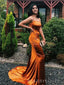 Burnt Orange Mermaid Spaghetti Straps Long Evening Prom Dresses, MR9106