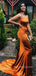 Burnt Orange Mermaid Spaghetti Straps Long Evening Prom Dresses, MR9106