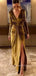 Long Sleeves Mermaid Velvet V-neck Long Evening Prom Dresses, MR9110