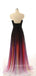 A-line Chiffon Strapless Unique Long Evening Prom Dresses, MR9120