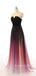 A-line Chiffon Strapless Unique Long Evening Prom Dresses, MR9120