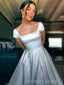 Gorgeous Ivory Satin A-line Long Evening Prom Dresses, Formal Wedding Dress, MR9121