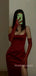 Simple Red Satin Mermaid Side Slit Long Evening Prom Dresses, MR9127
