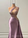 One Shoulder Satin Mermaid Long Evening Prom Dresses, See Thrpugh Prom Dress, MR9132