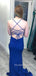 Simple Sheath Royal Blue Mermaid Spaghetti Straps Long Evening Prom Dresses, MR9142