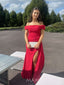 Mermaid Off Shoulder Red Side Slit Long Evening Prom Dresses, MR9146