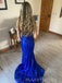 Mermaid Royal Blue Sparkly Sweetheart Long Evening Prom Dresses, MR9151