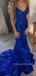 Mermaid Royal Blue Sparkly Sweetheart Long Evening Prom Dresses, MR9151