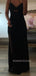 Sexy Black Mermaid V-neck Long Evening Prom Dresses, MR9173