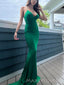 Green Mermaid Backless Spaghetti Straps Long Evening Prom Dresses, MR9176
