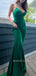 Green Mermaid Backless Spaghetti Straps Long Evening Prom Dresses, MR9176