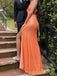 Orange Sequins Mermaid Spaghetti Straps Long Evening Prom Dresses, MR9177