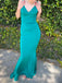 Mermaid Spaghetti Straps Blue Sheath Long Evening Prom Dresses, MR9179