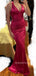 Sexy V-neck Soft Satin Mermaid Long Evening Prom Dresses, MR9180