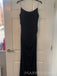 Lovely Black Mermaid Sequins Spaghetti Straps Long Evening Prom Dresses, MR9184