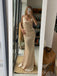 Popular Champagne Soft Satin Mermaid Cowl-neck Long Evening Prom Dresses, MR9199