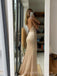 Popular Champagne Soft Satin Mermaid Cowl-neck Long Evening Prom Dresses, MR9199