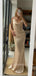 Popular Champagne Soft Satin Mermaid Cowl-neck Long Evening Prom Dresses, MR9199