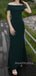 Off Shoulder Dark Green Mermaid Long Evening Prom Dresses, MR9208