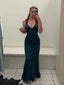 Deep V-neck Mermaid Long Evening Prom Dresses, Soft Satin Prom Dress, MR9216