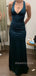 Deep V-neck Mermaid Long Evening Prom Dresses, Soft Satin Prom Dress, MR9216