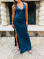 High Slit Blue Soft Satin Long Evening Prom Dresses, Mermaid Prom Dress, MR9217