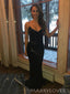 Black Sequins Mermaid V-neck Long Evening Prom Dresses, MR9219