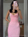 Pink Sheath Simple Spaghetti Straps Long Evening Prom Dresses, MR9229