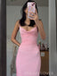 Pink Sheath Simple Spaghetti Straps Long Evening Prom Dresses, MR9229