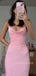 Pink Sheath Simple Spaghetti Straps Long Evening Prom Dresses, MR9229