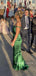 Backless Green Satin Off Shoulder Long Evening Prom Dresses, MR9235