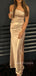 Champagne Satin One Shoulder Long Evening Prom Dresses, High Slit Custom Prom Dress, MR9239