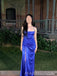 Sheath Mermaid Royal Blue Side Slit Long Evening Prom Dresses, MR9240