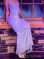 V-neck Sparkly Mermaid Long Evening Prom Dresses, Spaghetti Straps Sequins Prom Dress, MR9275