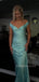 Gorgeous Mermaid Satin Off Shoulder Long Evening Prom Dresses, V-neck Prom Dress, MR9328