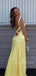 Gorgeous Mermaid Satin V-neck Long Evening Prom Dresses, Backless Prom Dress, MR9351