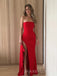 Lovely High Slit Mermaid Long Evening Prom Dresses, Strapless Prom Dress, MR9352