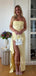 Lovely High Slit Mermaid Long Evening Prom Dresses, Strapless Prom Dress, MR9352
