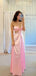 Sweetheart Pink Satin Long Evening Prom Dresses, MR9356