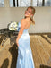 Blue Satin Mermaid Sweetheart Long Evening Prom Dresses, MR9362