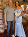 Blue Satin Mermaid Sweetheart Long Evening Prom Dresses, MR9362
