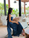 Strapless Dark Blue Mermaid Long Evening Prom Dresses, MR9363