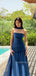 Strapless Dark Blue Mermaid Long Evening Prom Dresses, MR9363