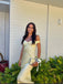 Popular Yellow Satin Mermaid Long Evening Prom Dresses, Backless Prom Dress, MR9364