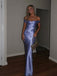 Gorgeous Soft Satin Mermaid Off Shoulder Long Evening Prom Dresses, MR9365